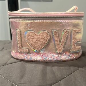 Pink Glitter LOVE Cosmetic Bag